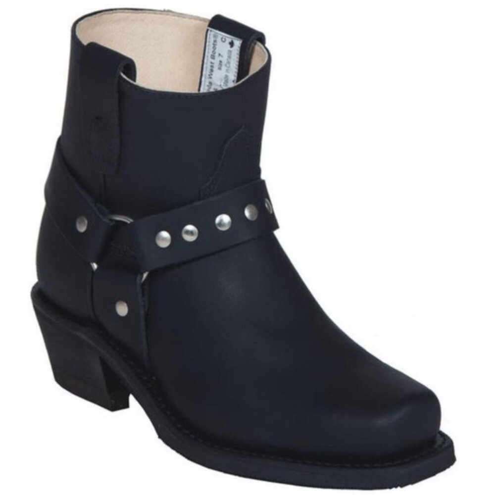 Herbert s Boots Women  s Leather Canada West Short Black Moto Boots 9